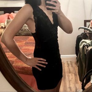 Free People Intimately Black Lace and Velour Slip